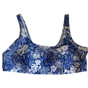 Old Navy Matte Scoop Neck Bikini Top 4X NWT Blue Floral Plus Size